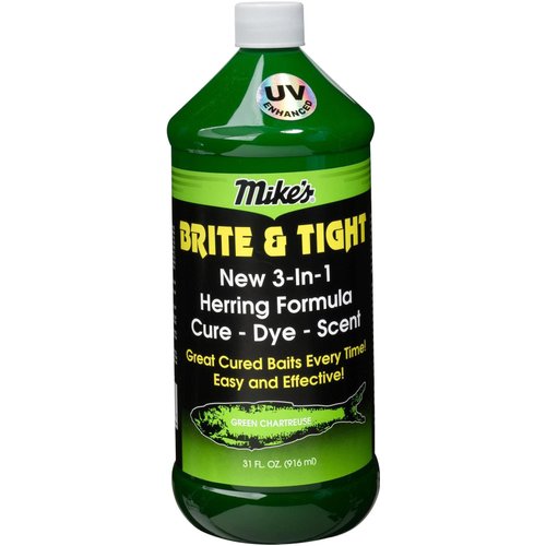 Atlas Mike's Brite N Tight Herring Scent and Dye Gel for Fishing Bait to Attract Fish, Green, 32-Ounce (Model: 13007)
