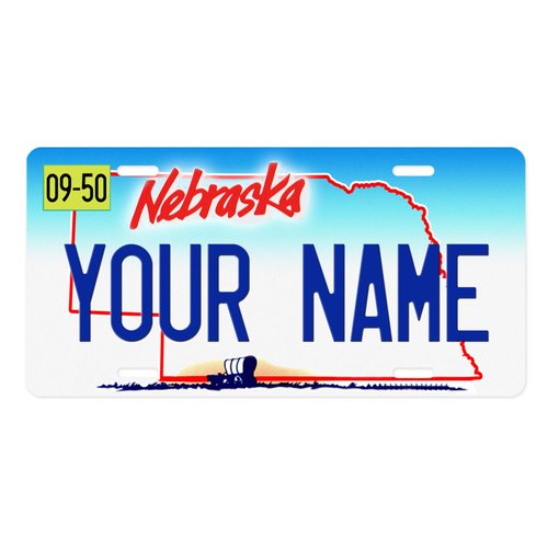 Bleu Reign Personalized License Plate Nebraska Car Vehicle, Add Custom Name (6x12in)