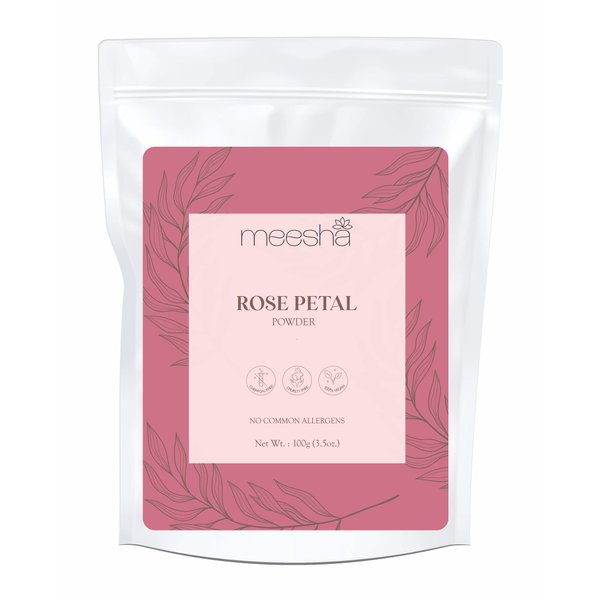 Rose Petal Powder by meesha | for Radiant Skin and Lustrous Hair | Cleansing, Hydrating, Skin Toning Powder | DIY face Masks, Bath Salts, Bath Bombs, Body Scrubs | 100% Natural Skincare and haircare