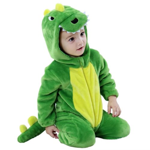 QIAONIUNIU Halloween Baby Green Dinosaur Costumes Toddler Onesie Infants Cosplay Romper 12-18 Months