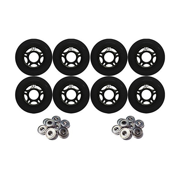 Player's Choice Outdoor Inline Skate Wheels 89a - Choose Size, Color, and Bearings (Black, 80mm 8-Pk, ABEC 9 Bearings)