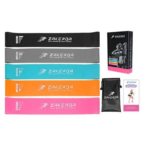 ZAKERDA Resistance Loops Exercise Booty Bands Workout Stretching Home Fitness Pilates Yoga Equipment Training Set of 5