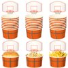 Sunnyray 24 Sets Basketball Hoop Snack Cups with Cards Basketball Party Supplies Paper Basketball Cups Disposable 8 oz Treat Food Bowls for Basketball Party Decorations Birthday Party Favors