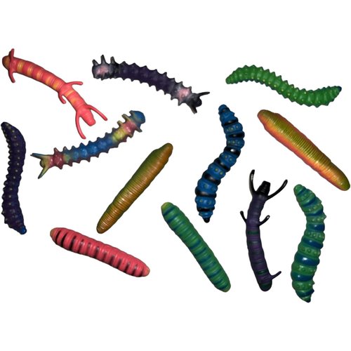Nikki's Knick Knacks Plastic Simulation Caterpillars - Insect Science Educational Learning Toys - 12 Piece