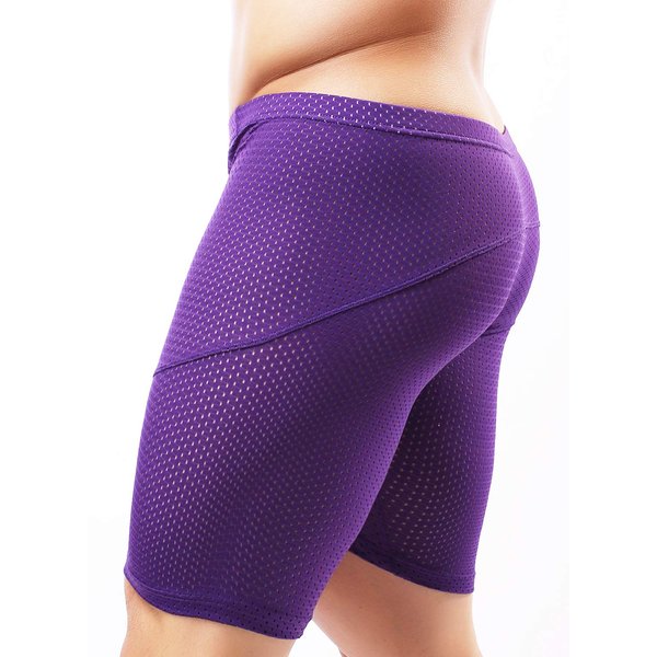 MIZOK Mens Swim Trunks Mesh Tight Training Bodybuilding Gym Shorts (Purple,US XL/Tag XXL)