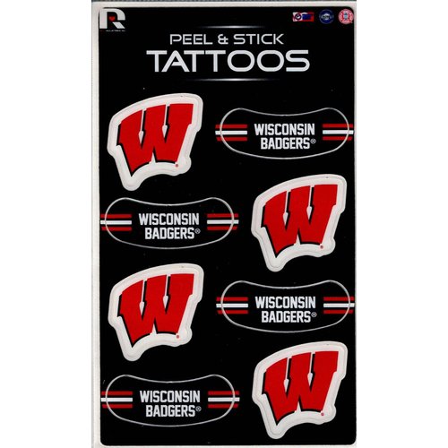 Rico Industries NCAA Wisconsin Badgers Peel & Stick Temporary Tattoos - Eye Black - Game Day Approved!