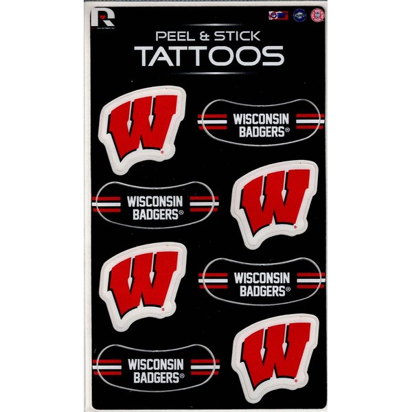 Rico Industries NCAA Wisconsin Badgers Peel & Stick Temporary Tattoos - Eye Black - Game Day Approved!