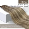 Sunny Highlights Weft Hair Extensions Real Human Hair Light Brown Blonde Sew in Extensions Straight Human Hair Extensions Weft Highlights Sew in Hair Extensions Real Human Hair Bundle 16in 100g