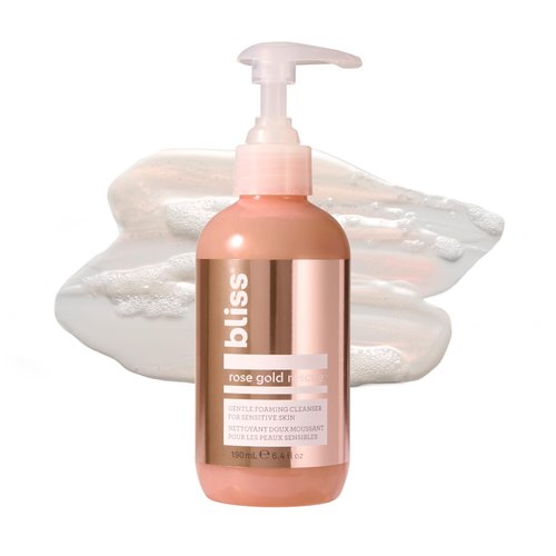 Bliss Rose Gold Rescue Foaming Face Wash – 6.4 Fl Oz – Gentle Cleanser for Sensitive Skin with Ro...