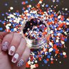 3 Boxes Independence Day Stars Nail Art Glitter Sequins,3D Holographic 4th of July Star Nail Sequins Nail Flakes for Nail Art Red Blue Sliver Stars Nail Accessories for Women Girl Manicure Decor