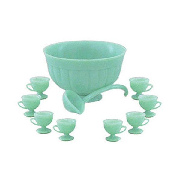 Melody Jane Dollhouse Jadite Punch Bowl Set Chrysnbon Dining Room Party Tableware 1:12