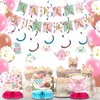 Panelee Tea Party Birthday Decorations for Women with Floral Tea Happy Birthday Banner and Floral Teapot Centerpieces Tea Hanging Swirl Tea Party Supplies for Birthday Baby Shower Wedding Decor