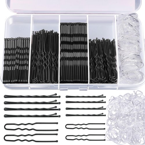 Teenitor 300pcs Hair Pins Bobby Pins Black, 100 Black Bobby Pins 100 Hair Pins for Women and 100 ...