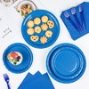 Fairooth 100 Count Blue Paper Plates and Napkins Blue Party Tableware Set Blue Disposable Plates Napkins and Forks for Wedding Birthday Party Bridal Shower Baby Shower, Serve 25