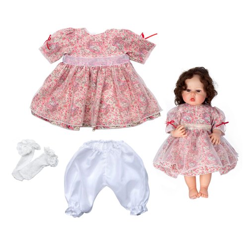 Reborn Baby Doll Clothes for 18-22 Inch Reborn Dolls Girl Cute Floral Princess Dress + Underwear Socks Clothing Outfits 3 Pieces of Pack