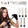 Homfu Curling Wand 5 in 1 Hair Curlers Iron Set Beach Waver Curling Iron with 5 Interchangeable Ceramic Tourmaline Barrel for Long Short Hair Styles Curling Iron Fast Heating Hair Cripmer for Women