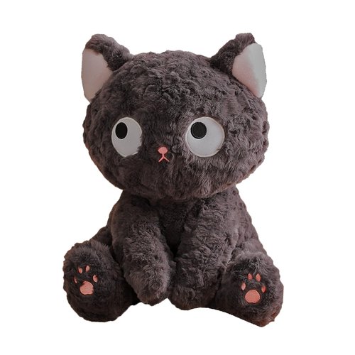 WYEDJHF Cute Black Cat Stuffed Animal Toy, Kawaii Cat Plush Pillow, Black Cat Soft Plushies Throw Pillow for Kids Birthday Christma Halloween Day Gifts Decor (Sitting, 9.8in)