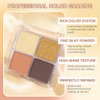 HHLTOH Eyeshadow Quads, Blendable Matte, 4 Yellow Golden Skin Color Dark Brown Eyeshadow, Metallic and Shimmer Finishes, Velvety Pigmented Creamy Formula, Golden Prom Series Quad Eye Shadow Palette