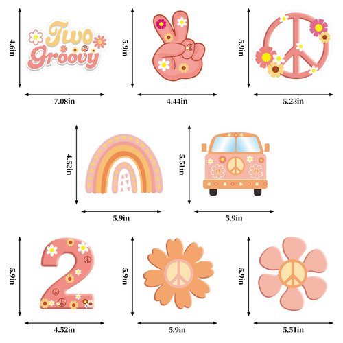 Two Groovy Party Hanging Swirls Decorations, Groovy Birthday Theme Ceiling Foil Swirls Party Supplies for 2 Year Old Girl Retro Hippie Boho Party Decor