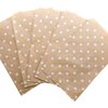N'icePackaging 200 Qty 6" x 9" Decorative Flat Paper Gift Bags - White Polka-Dot on Brown Kraft Bags - For Sales/Treats/Parties Cookies/Gifts