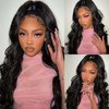 AUOCATTAIL Highlight 13x4 HD Transparent Lace Front Wigs Brazilian Human Hair Pre Plucked Body Wave Glueless Deep Wave Wig 28 Inch
