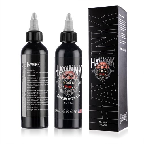 HAWINK Black Tattoo Ink 4oz(120ml) Friendly Pigment Tattoo Supplies Concentrated Black TI203-120-002