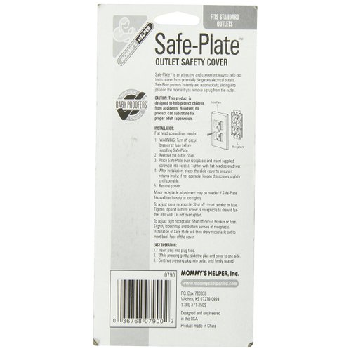 Mommy's Helper Safe Plate Self Closing Electrical Outlet Covers, Baby Proofing Safety Wall Socket Plate, Automatic Sliding Cap Cover Standard Wall Outlet Cover, White