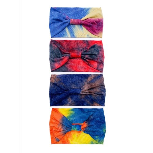 YOTFUEL 4Pack Wide Headbands Non Slip Stretch Bandanna Headbands for Women Girls Hair Band Boho Turban (Tie Dye Band, One Size)