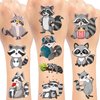 144 PCS Raccoon Temporary Tattoos Stickers, Raccoon Party Favors Supplies Woodland Raccoon Birthday Party Decorations Gifts for Kids Boys Girls Classroom Rewards, 24 Sheets
