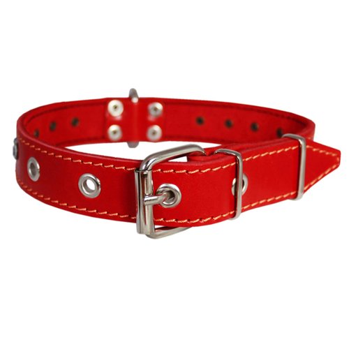 Dogs My Love Genuine Red Leather Rhinestone Dog Collar 1.25"x22" Fits 15"-20" Neck