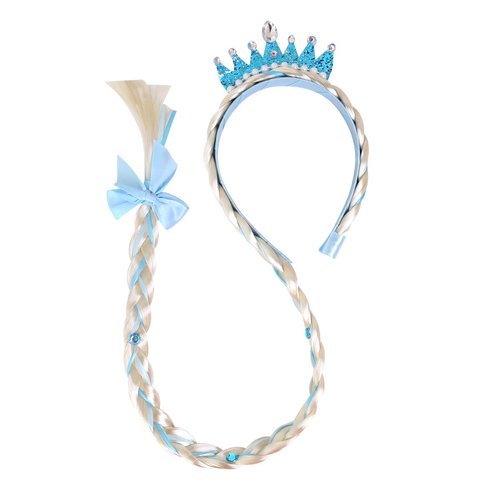 shishiruyizhong Princess Dress up Wigs,Long Braided Wigs Princess Hairpiece Wig Braid Girls Cosplay Headband Hair Dess up Accessories for Girls (Blue)