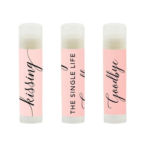 Andaz Press Blush Pink Rose Elegant Bridal Shower Engagement Party Collection, Lip Balm Chapstick Favors, Kissing The Single Life Goodbye, 12-Pack, Bridal Shower Bachelorette Party Favors Decor