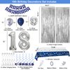 18th Birthday Decorations for Boys and Girls Blue Silver, Happy 18th Birthday Decorations Banner Birthday Balloons Number 18 Tablecloth Fringe Curtains Hanging Swirls, 18 Years Old Bday Party Supplies
