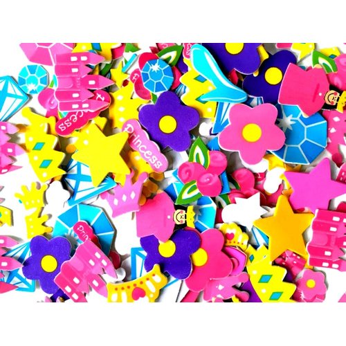 Self Adhesive Craft Stickers, Carnival, Planets, Farm Animals, Princess, Dinosaur Themed Stickers (500 Piece Party Packs) (Princess)