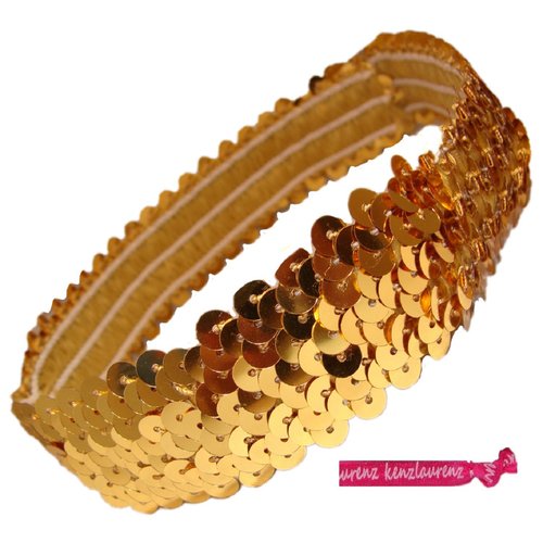 Kenz Laurenz Sequin Headbands Elastic Stretchy Headband for Girls Kids Women Flapper Roaring 20s Great Gatsby 1920s Hair Band Cute Princess Head Bands (Gold)
