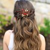 Sparkly Wedding Hair Combs, Crystal Flower Hair Clips Bride Bridesmaid Hair Sides Comb Rhinestone Barrettes, Crystal Hair Pins Hair Accessories for Women Girls (Red)