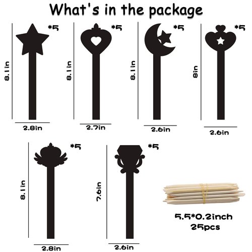 WATINC 30Pcs Fairy Stick Scratch Paper Art Set for Girls Birthday Party, Colorful DIY Craft Kit for Princess Party Favors, Fairy Wand Supplies, Fun Home Activities, Birthday Gifts for Kids