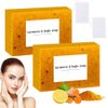 COLOTTE Lemon Turmeric Kojic Soap,Natural Handmade Soap,Turmeric Soap Bar for Face and Body, Smooth Skin Tumeric Soap,Deep Cleansing Soap for Men & Women (2 PCS)