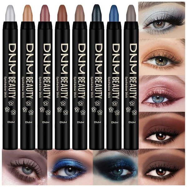 Kaely 8Pcs Cream Eye Shadow Brightener Sticks Set for Eyes,Shimmer Matte Pencil Eyeshadow Applicator Stick Palette,Halloween Makeup Waterproof,Birthday Party gifts for Women kids Girls 07