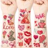 6 Sheets Valentine's Day Temporary Tattoos for Kids Women, Valentine's Day Party Supplies Red Heart Love Lip Cupid Fake Tattoos Valentine’s Day Party Favors Stickers Party Games Gifts Decorations