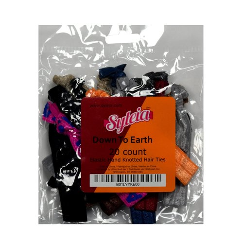 Syleia Pack of 20 Down to Earth Assorted Colors Hair Ties Ponytail Holders Elastic Ribbon Band Crease Free Hand Knotted Fold Over Ouchless Strong Hold