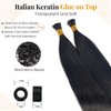 I Tip Hair Extensions #1B Natural Black I Tip Extensions Real Human Hair Keratin Tip Hair Extension Long Straight Cold Fusion Hair Extensions Human Hair Itip Black 24 Inch 50s 50g/Pack