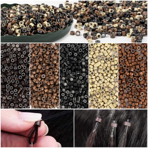 MAQIHAN 2500 Microlink Hair Extensions - Microbead Hair Extensions, Microlink Hair Use to Sparly Hair Tinsel, Put in Hair Feathers, Strands, etc
