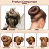 Amrules Hair Bun Maker Set, 8 Pieces Donut Hair Bun Maker with 10 Pieces Black Rubber Bands and 20 Pieces Bun Bobby Pins for Ladies, Brown