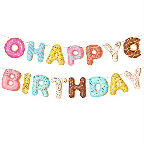 DIADARL Donut Happy Birthday Banner, Donut Party Supplies, Donut Party Decorations, Donut Party Decorations, Donut Theme Birthday Party Kids Birthday Baby Shower Wall Decoration