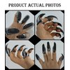 10 Pcs Halloween Costume Claws Fake Nails Ring Set, Bestga Gothic Punk 3 Sizes Crystal Full Finger Rings Paved Paw Bend Fingertip Fingernail Claw Girls Women Men Ring False Easy Long Nails (Black)