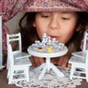 41 Pieces 1:12 Scale Miniatures Dollhouse Kitchen Accessories 15 Porcelain Tea Cup 16 Mini Doll Plate Knife Fork Spoon 10 Miniature Decor Dessert Pastry Cake Table Decor for Cook Party (Retro Style)