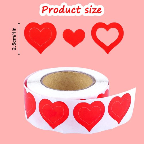 Roll of 500 Pieces Tanning Stickers, 1 inch Heart Shaped Body Stickers Cute Body Stickers for Tanning Self Adhesive Tanning Bed Stickers Sunbathing Stickers