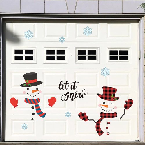 H1vojoxo 12PCS Garage Door Christmas Decoration, Magnet Stickers for Refrigerator, Snowman Face Decals for Xmas Party Supplies