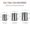 Milk Frothing Pitcher, 12oz 20oz 32oz Espresso Steaming Pitchers Stainless Steel Cappuccino Coffee Machine Accessories Barista Tools Steamer Froth Pitchers Milk Jug Cup with Decorating Pen Latte Art
